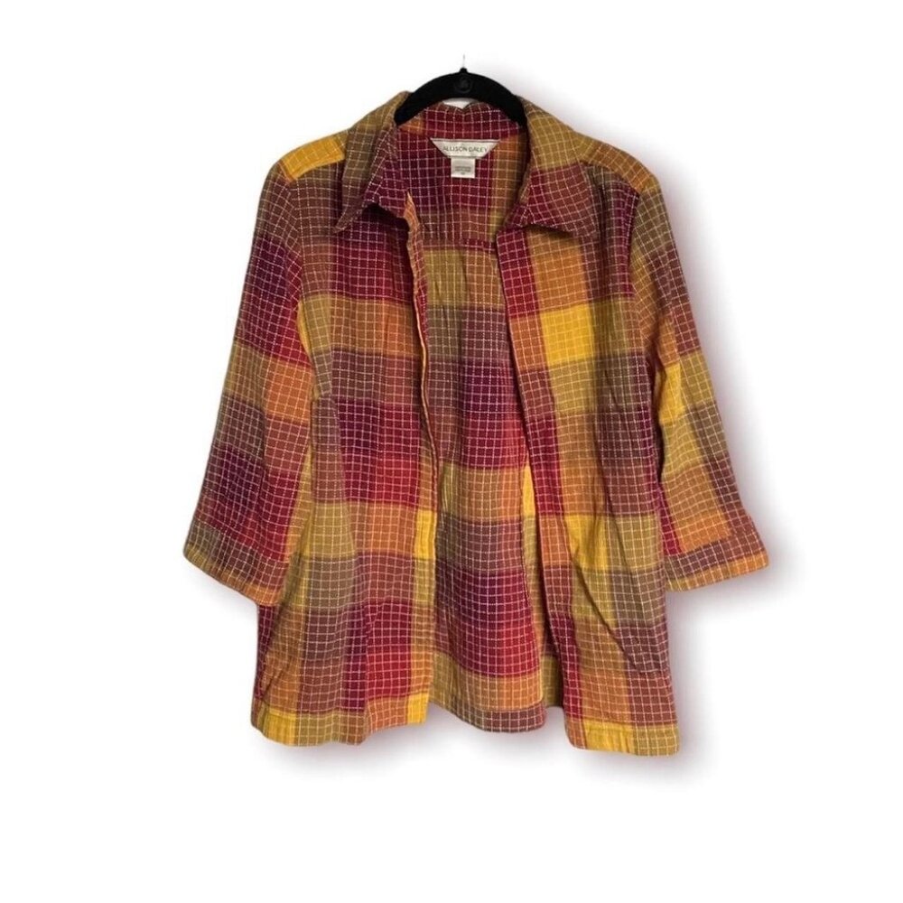 vintage color block collared shirt jacket that zippers up! - size 12